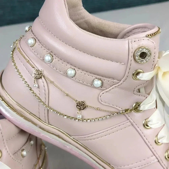 Upcycled Guess Factory Barbie Pink Hightop Sneakers! "Joannes" - Picture 1 of 17